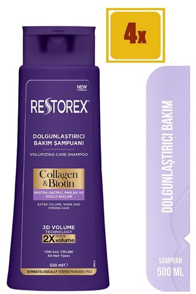 Restorex Kolagenový a biotinový vyplňující šampon 500 ml 4 kusy