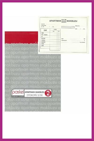 Pastel Apartman Makbuzu (14x20 Cm Ölçülerinde A5 ) Otokopili 2/50 (2 NÜSHA) 1...
