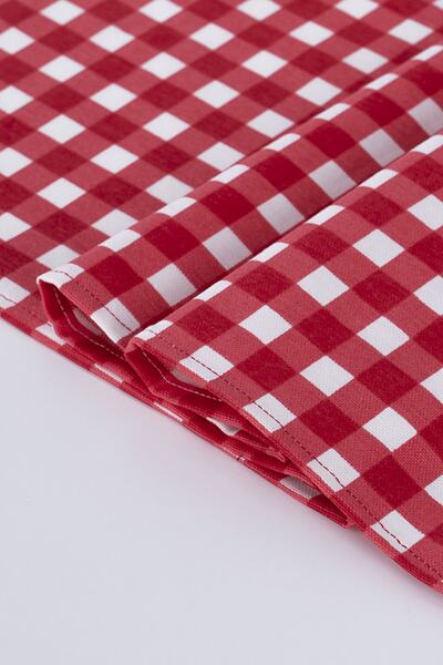ALTINPAMUK Linen Runner Stain Resistant Fabric Gingham Red 40 X 140 Cm