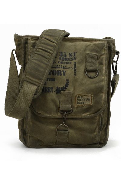 old cotton cargo Στρατιώτης Πράσινο Χακί Casual Canvas Messenger Laptop School Travel Daily Vintage Τσάντα