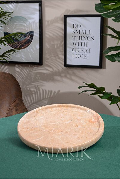 MIARIK DESIGN & DEKORASYON Dekoratif Bej Renk Mermer Tepsi Servis Sunum Tabağı