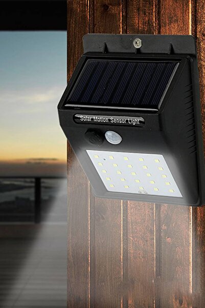 TechnoStation Işık Sensörlü Güneş Enerjili Solar Duvar Kapı Kamp Bahçe Lambası Fotoselli Projektör 20led Lambalı