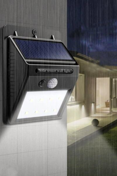 TechnoStation Işık Sensörlü Güneş Enerjili Solar Duvar Kapı Kamp Bahçe Lambası Fotoselli Projektör 20led Lambalı