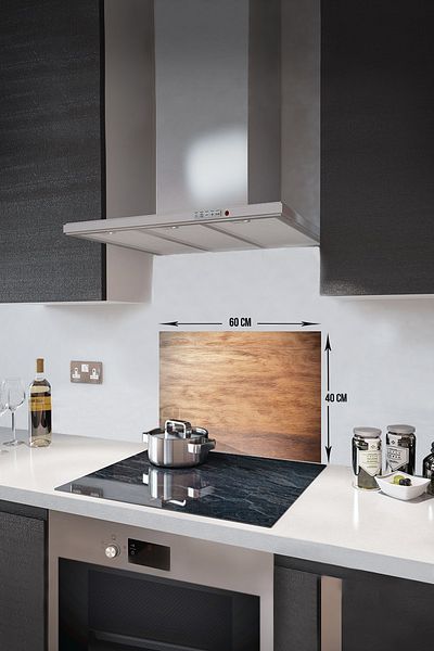 Decorita Protector de spate pentru aragaz din sticla |   Aspect din lemn |   40 cm X 60 cm