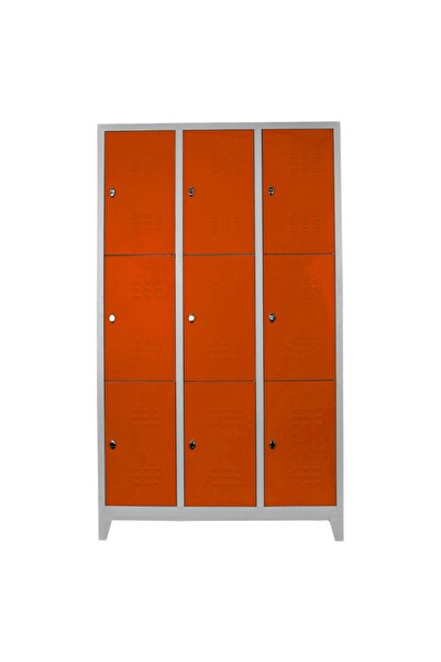 JESSAN OFİS Ofis 9 Lu Eko Soyunma Dolabı Gri-turuncu