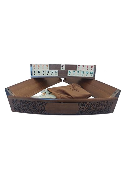 Helena Wood Art Ahşap Oval Okey Takımı Geyik Motifli