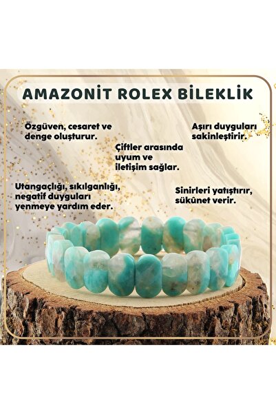 OSMANLI DEĞERLİ TAŞ Sertifikalı Amazonit Doğal Taş Roleks Bileklik B439