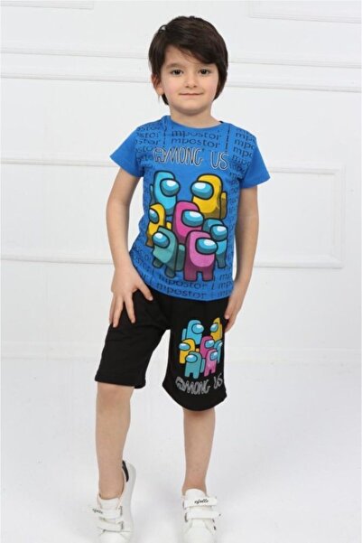 Ronnai kids Σετ κοντομάνικο σορτς Boy's Blue Character με στάμπα