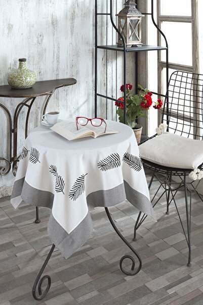 ÖDEL HOME مفرش طاولة من قماش بولدان مطبوع عليه حجر على شكل ورقة شجر