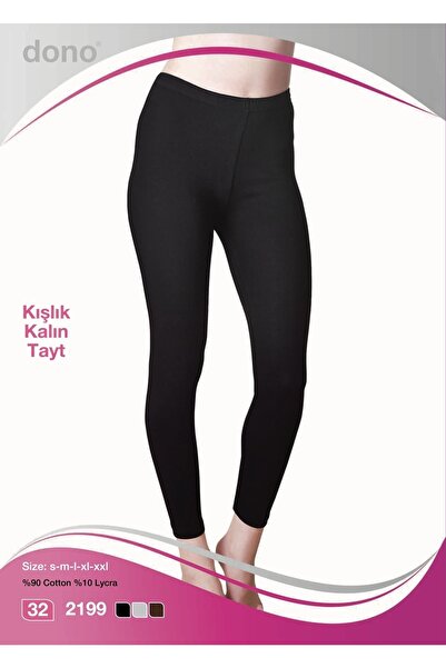 Dono Kadın Kışlık Siyah Iç Göstermez Sıcak Tutan Kalın Likralı Tayt