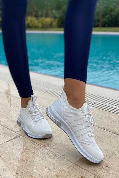 İnan Ayakkabı Unisex White Knitwear Sneaker Sports Shoes In-sports