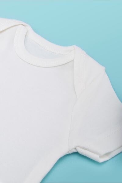 Novibaby 3-Piece Baby Bodysuit with Snap Fasteners Short Sleeve Ecru 100% Cotton Newborn