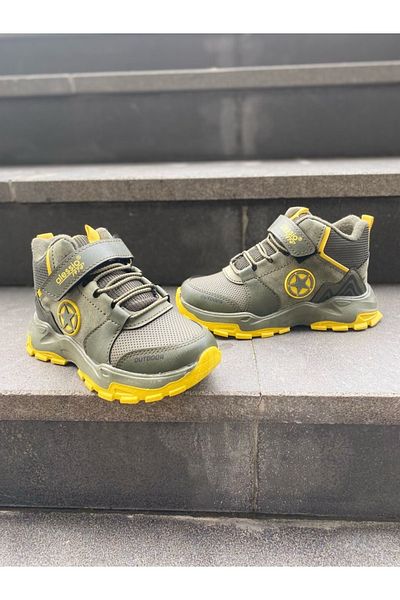 Aleza Shoes Χακί Κίτρινα Χειμερινά Παιδικά Αθλητικά Παπούτσια Ανθεκτικά στο Ψυχρό