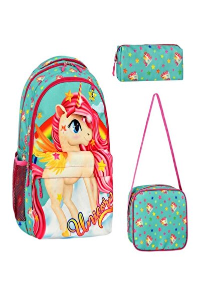 Toyaş Primary School Backpack with Unicorn Lunch Bag and Pen Holder