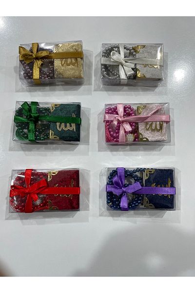 Classy Set of 6 Mini Quran and Pearl Prayer Beads - Assorted Colors