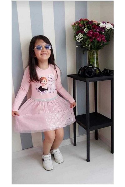 OliveYouMom Rochie roz pentru fetiță Frozen Elsa