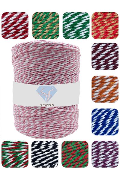 E Elmas Two Color Bundling Twine Pink - White (2-3MM-200GR-200M)