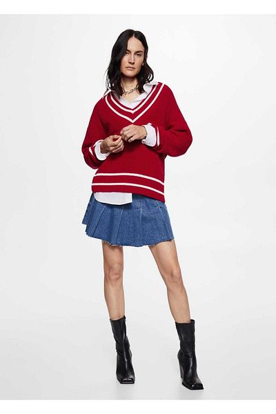MANGO Woman V-Neck Wide Cut Sweater