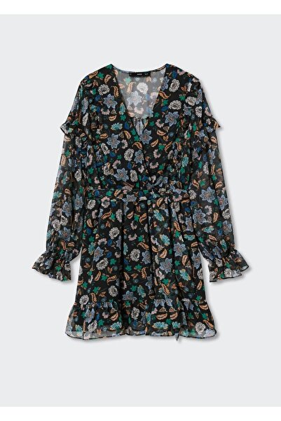 MANGO Woman Çiçekli Şifon Elbise
