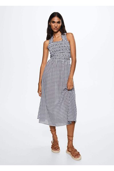 MANGO Woman Gingham pamut ruha