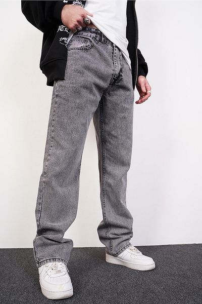 DİFRANSEL Extra Baggy Jeans Gray Trousers