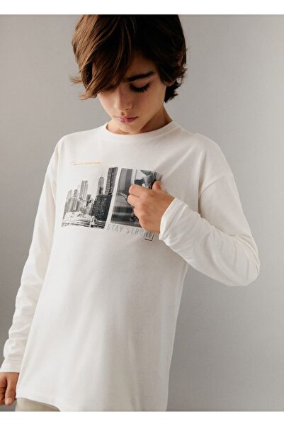 MANGO Kids Tricou Alb Pentru Copii