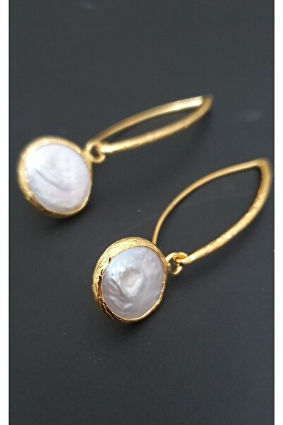 LOVI Helen Kadın Barok Inci Taşlı Uzun Kancalı Altın Kaplama Küpe