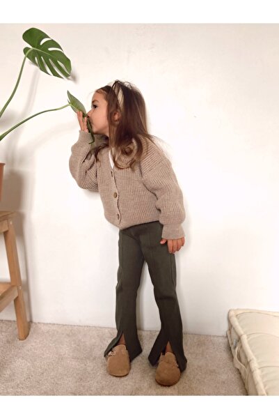 EYC BABY Haki Fitilli Ispanyol Yırtmaçlı Paça Bebek /çocuk Tayt