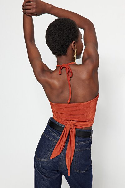 Trendyol Collection Bluză tricotată pentru fereastră/decupaj cu scorțișoară TPRSS23BZ00043