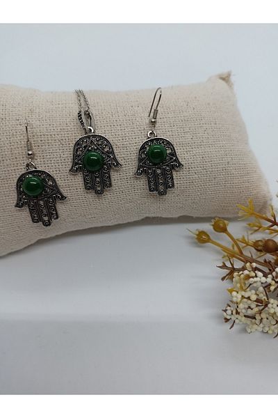 BalıkHediyelik Margazite Jewelled Necklace Earring Set-mdl-5010