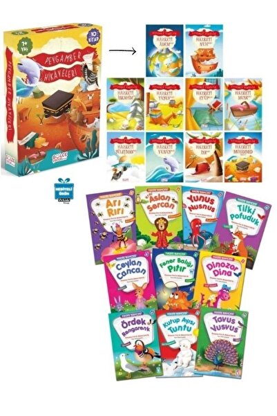 Timaş Çocuk Hediyeli- 20 Kitap Peygamber Hikayeleri Hadis Bahçesi Mini Masall...