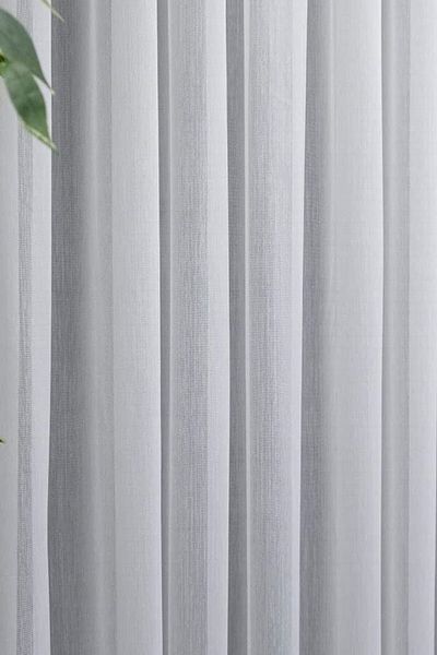 Nish Perde Linen Bamboo Pattern Tulle Curtain 1x3 Tight Pleat