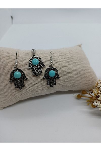 BalıkHediyelik Margazite Jewelled Necklace Earring Set-mdl-5010