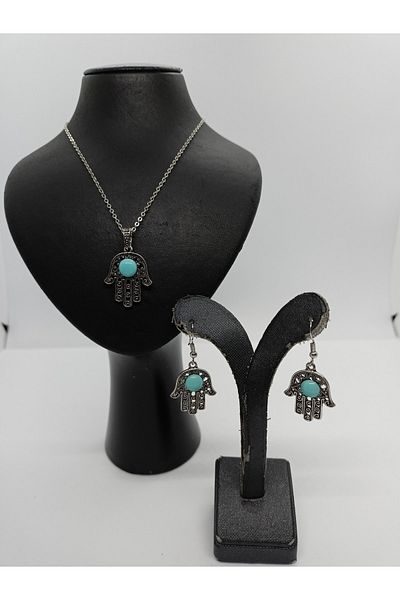 BalıkHediyelik Margazite Jewelled Necklace Earring Set-mdl-5010