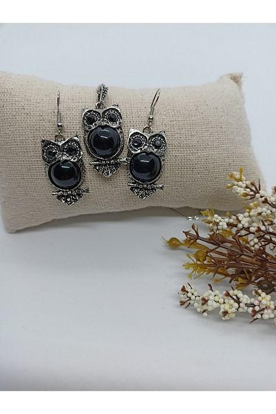 BalıkHediyelik Margazite Jewelled Necklace Earring Set-mdl-5011