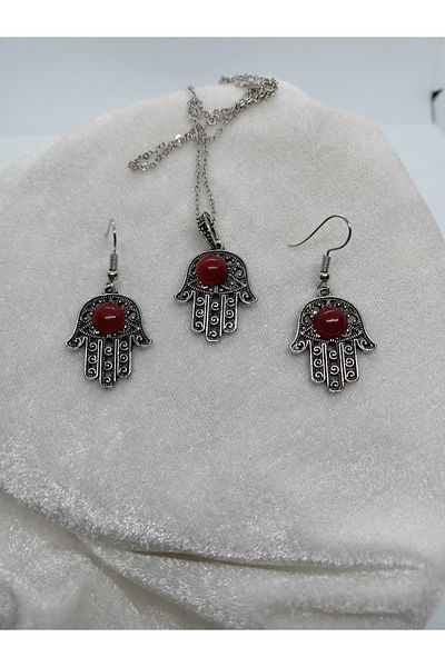 BalıkHediyelik Margazite Jewelled Necklace Earring Set-mdl-5010