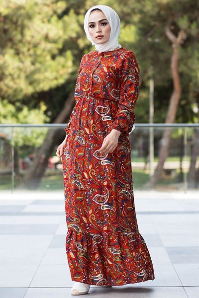 InStyle Φόρεμα Hijab με σχέδιο σάλι - Πλακάκι