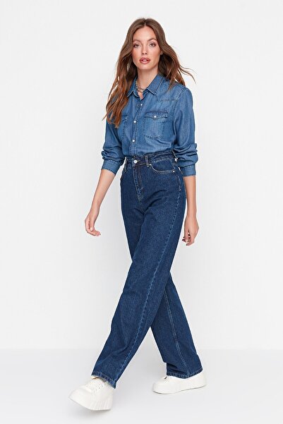 Trn JNS Elle Tess Gold Palazzo Ψηλόμεσο τζιν τζιν παντελόνι, φαρδύ τζιν παντελόνι