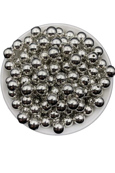 Hedef Bijuteri 12 مم لون فضي ونيكل CCB خرز بلاستيكي ذو مظهر معدني معدني، خرز ...