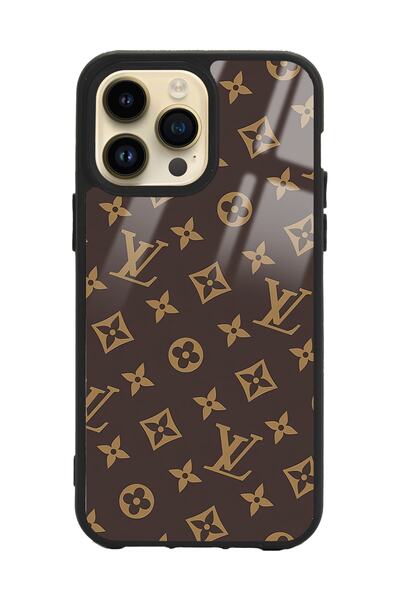 Spoyi Iphone 14 Pro Kahverengi Lv Tasarımlı Lansman Glossy Telefon Kılıfı
