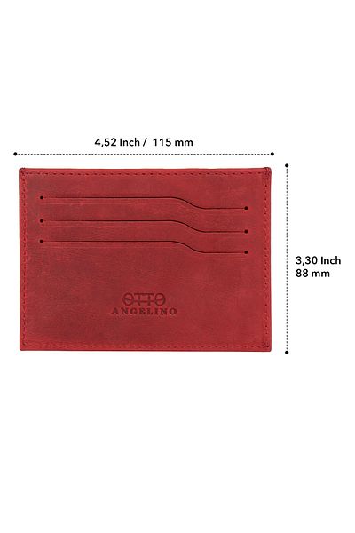 OttoAngelino Otto Angelino Suport pentru carduri minimalist ultra subțire din piele naturală - roșu