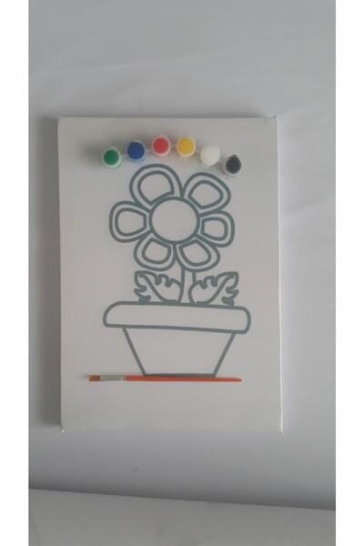 Lona Sanat Lona Renklerle Çocuk Çiçek Boyama Hobi Setleri 25x35 Cm Tuval