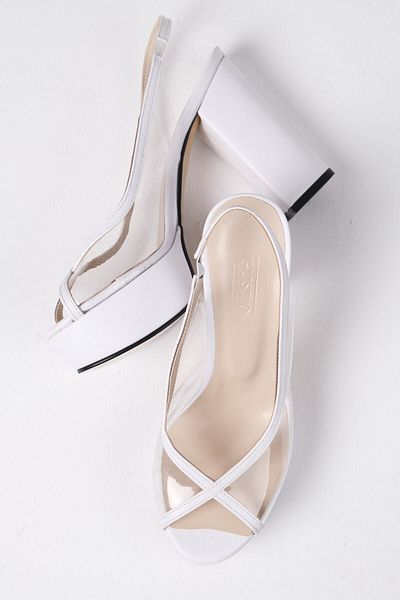 Mio Gusto Nichole White Color Platform Transparent Women's Evening Dress Heeled Shoes