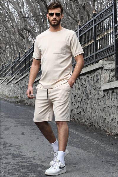 Madmext Μπεζ Basic Ανδρικό Σορτς με Λεπτομέρεια Τσέπης 5914