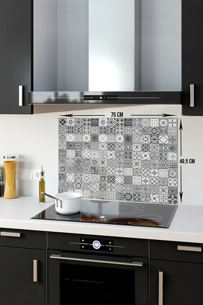 Decorita Protector de spate pentru aragaz din sticla |   Desen în cărbune |   49,5 cm X 76 cm