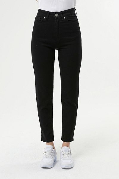 Trn JNS Souchoux Pantaloni negri Mom Denim cu talie înaltă Lycra Colorfast Black Blugi Mom foarte comozi