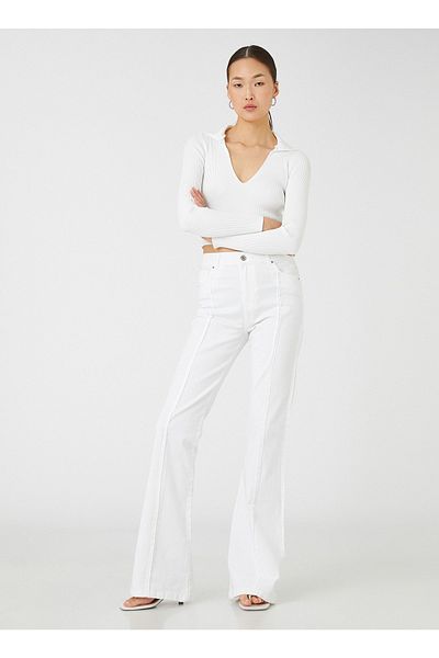 Koton Normale Taille Standard weiße Damenhose 3sal40008mw