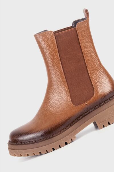 TUNAELLİ Kadın Taba Hakiki Deri 35-41 Numara Chelsea Bot & Bootie