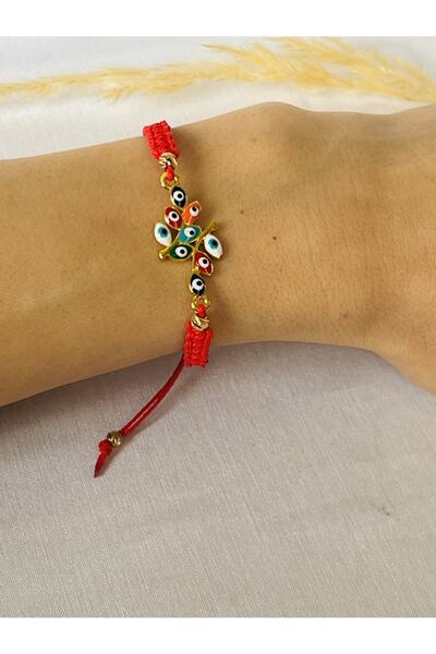 KOALA COMPANY Yaprak Figürlü Kırmızı Makrome Bileklik