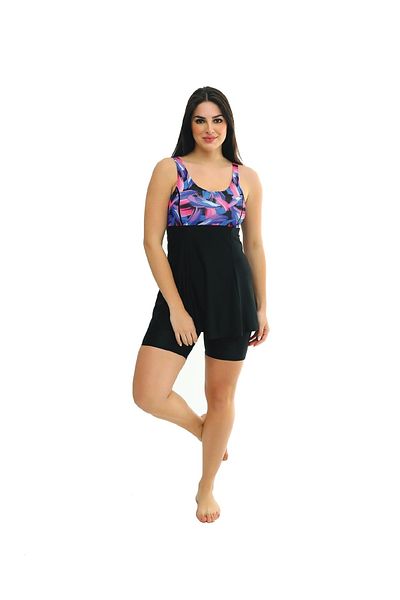 TESMAY Suspender Tights Dress Swimsuit Quick Drying Water Repellent Fabric Lycra Compact Swimsuit Black